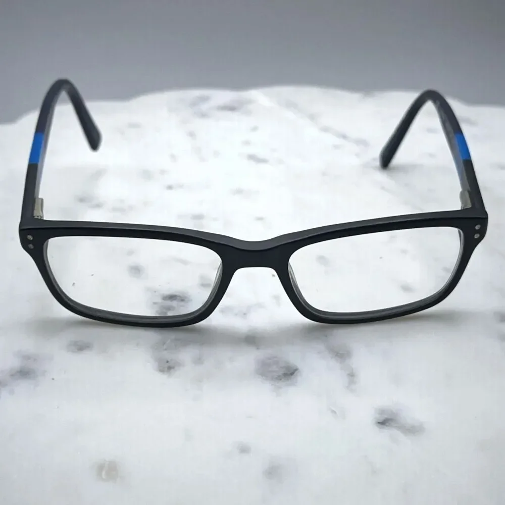 Nike 7237 011 Black Blue Full Rim Rectangle Eyeglasses Frames Only 52-17-140